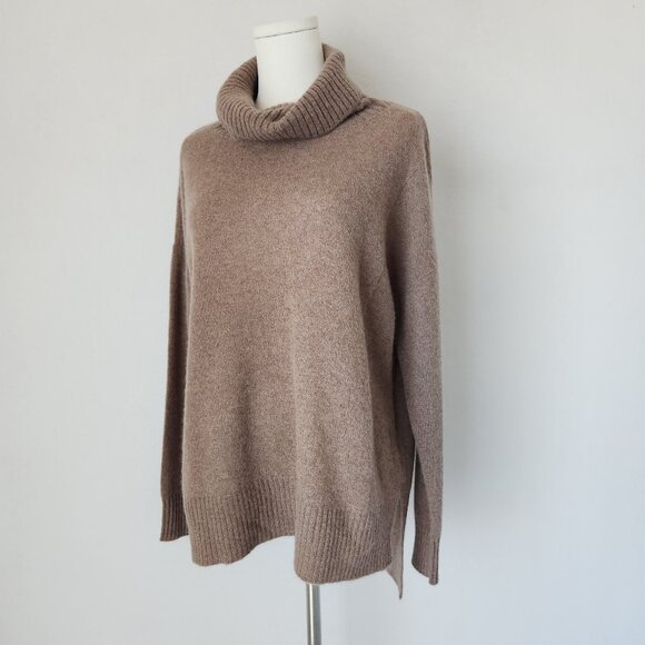 NWT M Magaschoni 100% Cashmere Turtle Neck Tunic Sweater Mocha Brown
